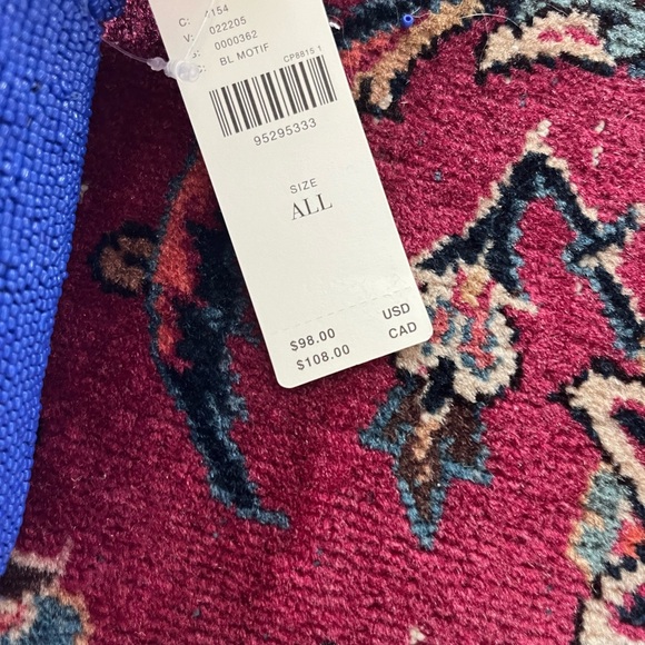 Anthropologie Fiona Blue and White Beaded Floral Shoulder Bag - Picture 5 of 5